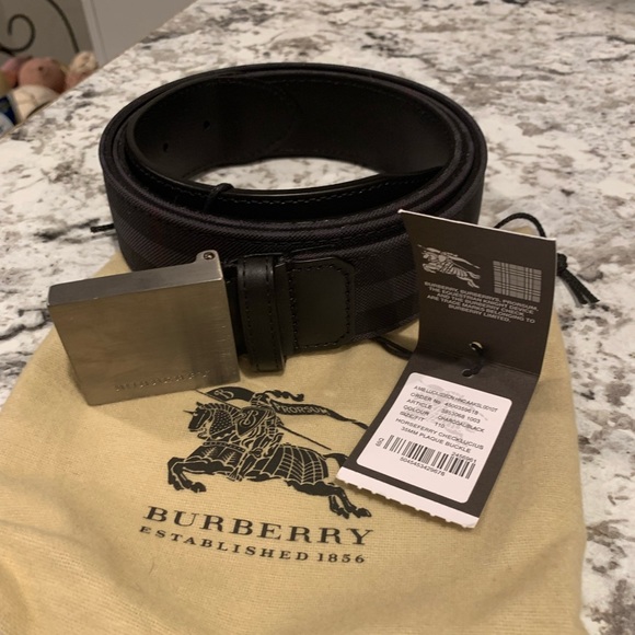 Burberry Other - Burberry Charcoal Horseferry Check Plaque Belt